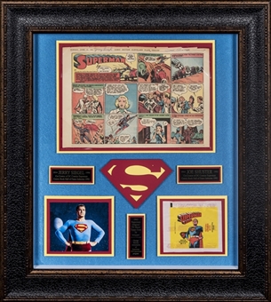 1941 Jerry Siegel & Joe Shuster Dual Signed Superman Comic Strip in 28x31 Framed Display (JSA)